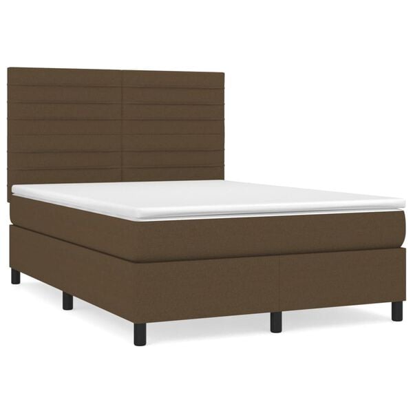 vidaXL Boxspringbett mit Matratze Dunkelbraun 140x190 cm Stoff