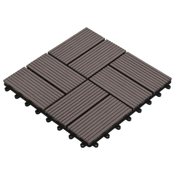 vidaXL Terrassenfliese 11 pcs Dunkelbraun 30 x 30 cm WPC