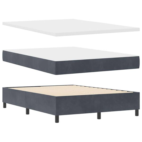 vidaXL Boxspringbett mit Matratze Dunkelgrau 140 x 190 cm Samt