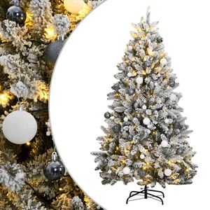 vidaXL K&uuml;nstlicher Weihnachtsbaum Klappbar 300 LEDs & Kugeln 180 cm