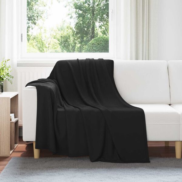 vidaXL &Uuml;berwurfdecke Schwarz 200 x 150 cm Fleece