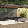 vidaXL 11-tlg. Garten-Lounge-Set mit Kissen Poly Rattan Dunkelgrau