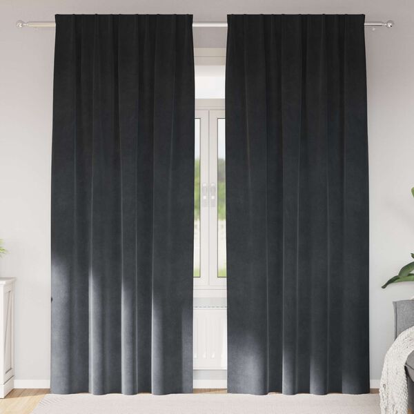 vidaXL Verdunkelungsvorh&auml;nge 2 pcs Hellgrau 140 x 245 cm Samt
