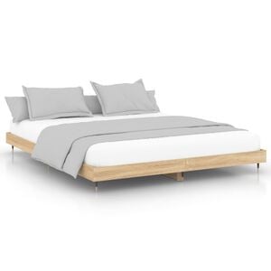 vidaXL Bettgestell ohne Matratze Sonoma-Eiche 200x200 cm Holzwerkstoff