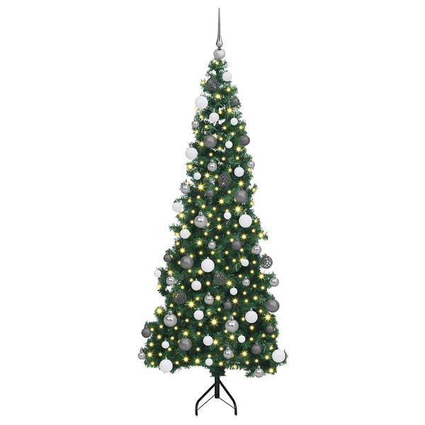 vidaXL Eckiger k&uuml;nstlicher Weihnachtsbaum Gr&uuml;n 180 cm PVC und Metall