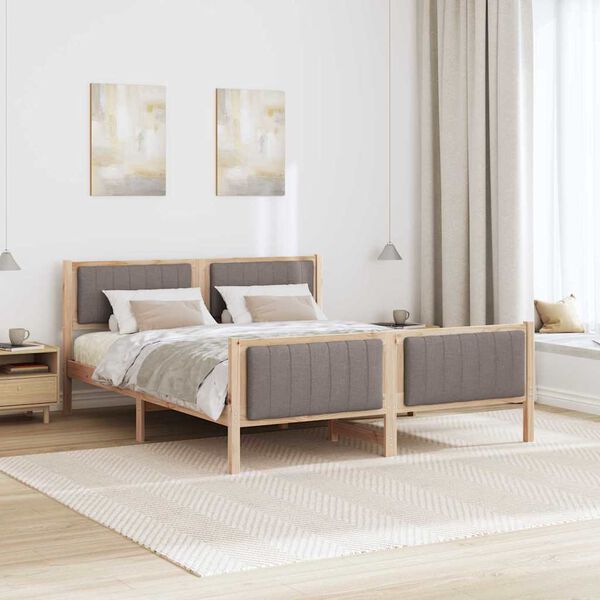 vidaXL Bettgestell Braun und Taupe 160 x 200 cm Massivholz Kiefer