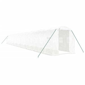 vidaXL Gew&auml;chshaus mit Stahlrahmen Wei&szlig; 36 m&sup2; 18x2x2 m