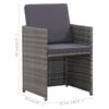 vidaXL 17-tlg. Garten-Essgruppe mit Auflagen Poly Rattan Grau