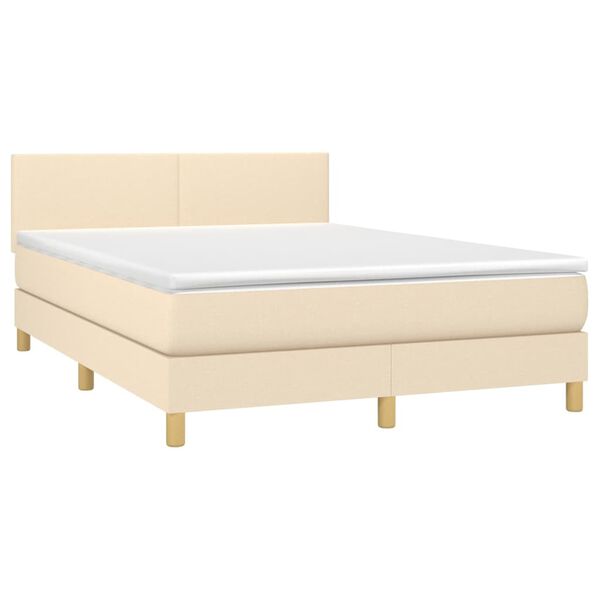 vidaXL Boxspringbett mit Matratze Creme 140x200 cm Stoff