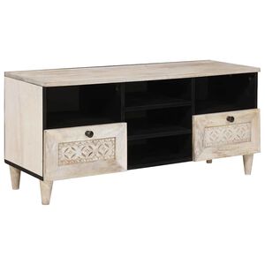 vidaXL TV-Schr&auml;nk Bleached White 100 x 33 x 46 cm Massivholz Mango