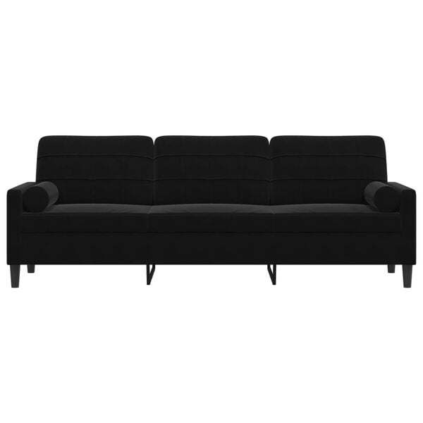 vidaXL Sofa 3-Sitzer mit Zierkissen Schwarz 210 cm Samt
