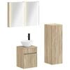 vidaXL Badezimmerm&ouml;bel-Set 4 stk. Sonoma-Eiche Ingenieurholz und Glas