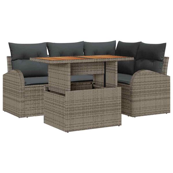 vidaXL Garten-Sofa-Set mit Kissen 5 pcs Grau