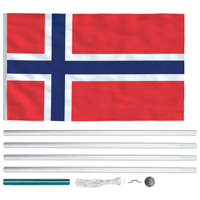 vidaXL Flagge Norwegens und Mast Aluminium 6,2 m
