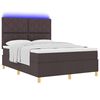 vidaXL LED Boxspringbett mit Matratze Dunkelbraun 140 x 190 cm Stoff