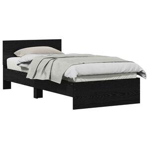 vidaXL Bettrahmen Schwarz Eichen-Optik 90 x 200 cm Holzwerkstoff