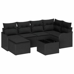 vidaXL Gartensofa-set 7 stk. Schwarz Poly-Rattan