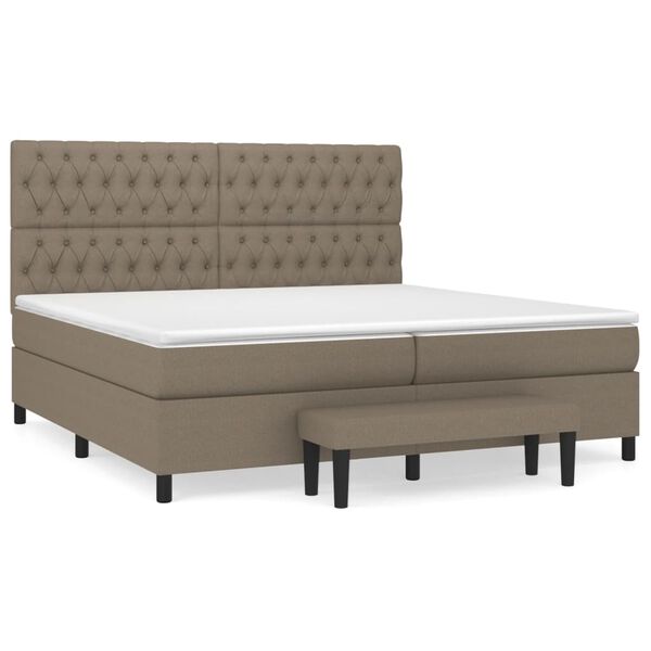 vidaXL Boxspringbett mit Matratze Taupe 200x200 cm Stoff