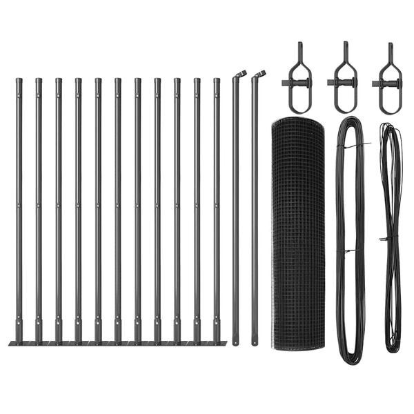 vidaXL Zaunpfosten Grau 25 x 0,4 m (19 x 19 mm Masche) Stahl und PVC