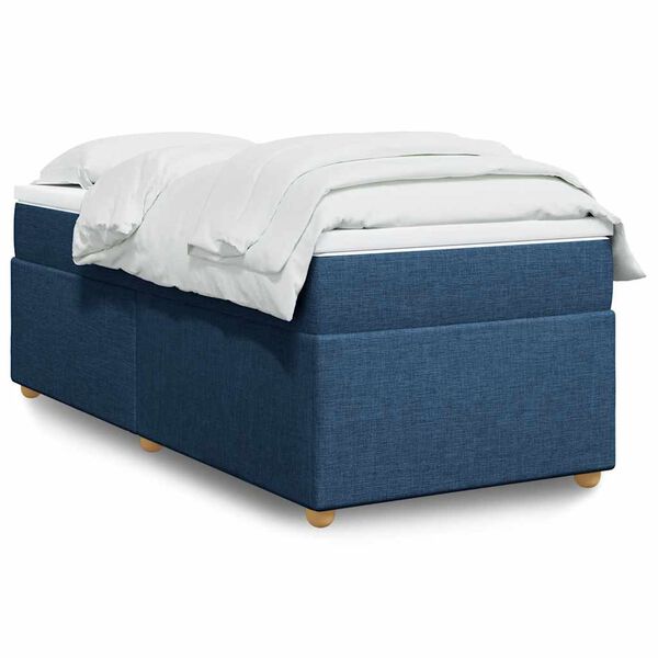 vidaXL Boxspringbett mit Matratze Blau 100x200 cm Stoff