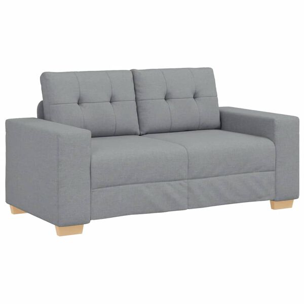vidaXL 2-teiliges Sofa-Set mit Kissen, hellgrauer Stoff