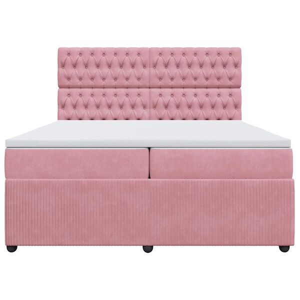 vidaXL Boxspringbett mit Matratze Rosa 200x200 cm Samt