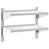 vidaXL Wandregal mit 2 B&ouml;den 75x40x60 cm Silbern Edelstahl