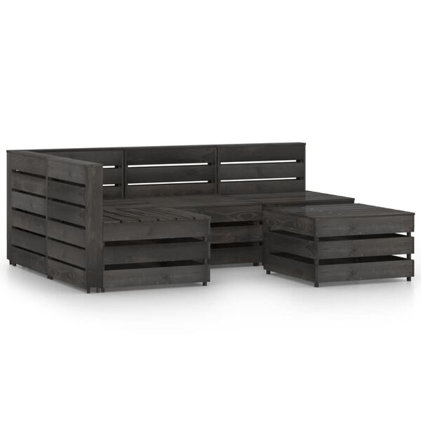 vidaXL 5-tlg. Garten-Lounge-Set Grau Impr&auml;gniertes Kiefernholz