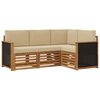 vidaXL Outdoor-Sofagarnitur 4 stk. Natur und Beige Polyester