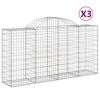 vidaXL Gabionen mit Hochbogen 3 Stk. 200x50x100/120cm Verzinktes Eisen