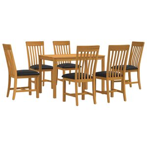 vidaXL Essgruppe 7 stk. Schwarz Massivholz Eiche
