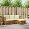 vidaXL Outdoor-Sofagarnitur 4 pcs Natur und Creme Massivholz Akazie
