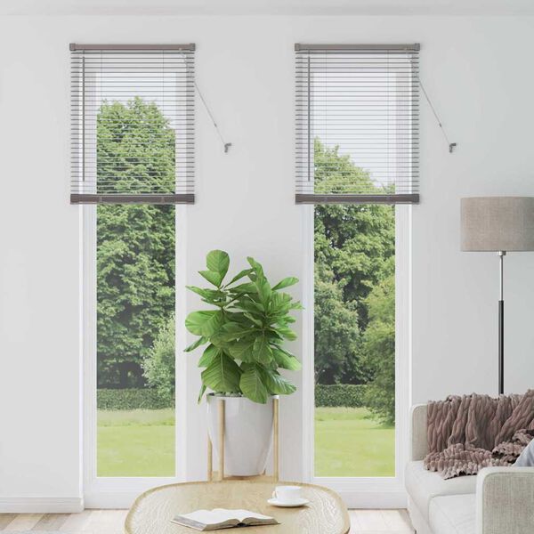 vidaXL Fensterjalousie mit Vorh&auml;ngen Silber Aluminium