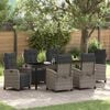 vidaXL Garten Essgruppe mit Kissen 7 pcs Grau Poly-Rattan