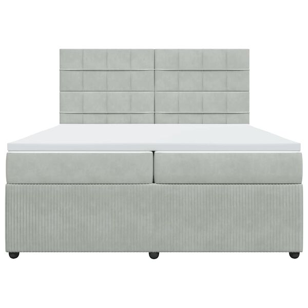 vidaXL Boxspringbett mit Matratze Hellgrau 200x200 cm Samt