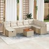 vidaXL Garten-Sofa-Set mit Kissen mit Speicher 9 pcs Beige Poly Rattan