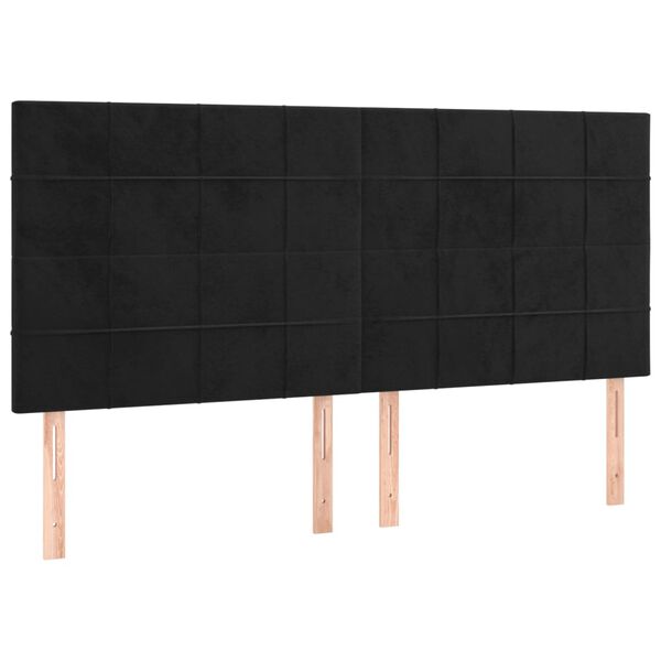vidaXL Kopfteil Schwarz 200 x 5 x 118/128 cm Samt