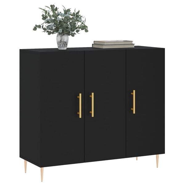 vidaXL Sideboard Schwarz 90x34x80 cm Holzwerkstoff