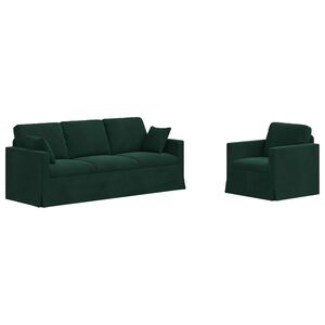 vidaXL Sofa Set 2 stk. Dunkelgr&uuml;n Samt