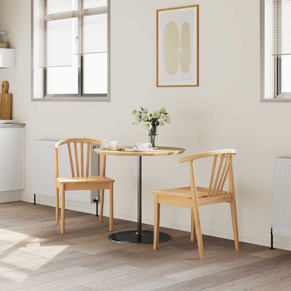 vidaXL Esszimmerstuhl 2 pcs Natur Solides Gummiholz