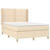 vidaXL Boxspringbett mit Matratze & LED Creme 140x190 cm Stoff