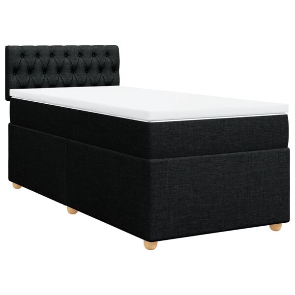 vidaXL Boxspringbett mit Matratze Schwarz 80x200 cm Stoff