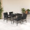 vidaXL 5-tlg. Garten-Essgruppe mit Kissen Schwarz Poly Rattan