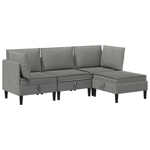 vidaXL Wohnzimmergarnitur 4 stk. 4-Sitzer Dunkelgrau 210 x 140 x 82 cm