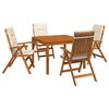 vidaXL 5-teiliges Garten-Esszimmer-Set Natur Massivholz Akazie