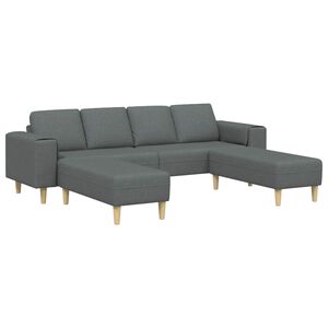 vidaXL Wohnzimmer Couch 3 pcs Dunkelgrau Polyester