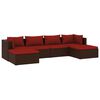 vidaXL 6-tlg. Garten-Lounge-Set mit Auflagen Poly Rattan Braun