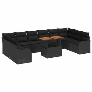 vidaXL Garten-Sofa-Set mit Kissen 11 pcs Schwarz