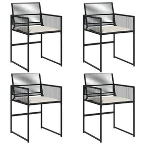 vidaXL Gartenst&uuml;hle mit Kissen 4 Stk. Schwarz Poly Rattan