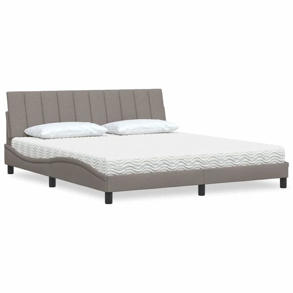 vidaXL Bett mit Matratze "Hanko" Taupe 180x200 cm Stoff